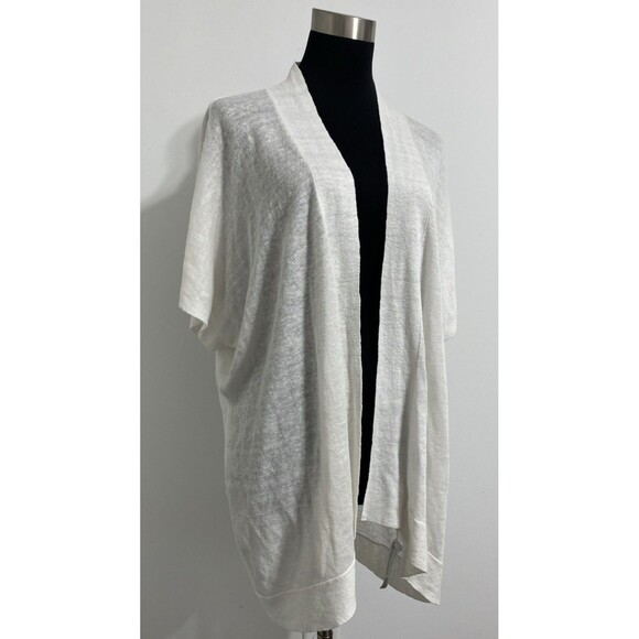 Eileen Fisher Cardigan Sweater Women's XL Cream Ivory 100% Linen Open Front - Picture 2 of 11